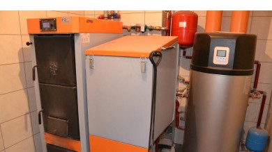 Combined boiler room with heat pump